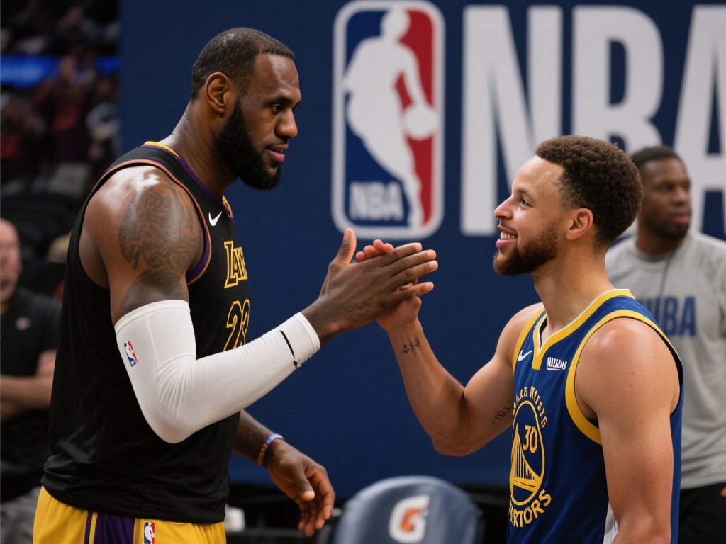 詹姆斯库里赛前互动：拥抱并挑选比赛用球